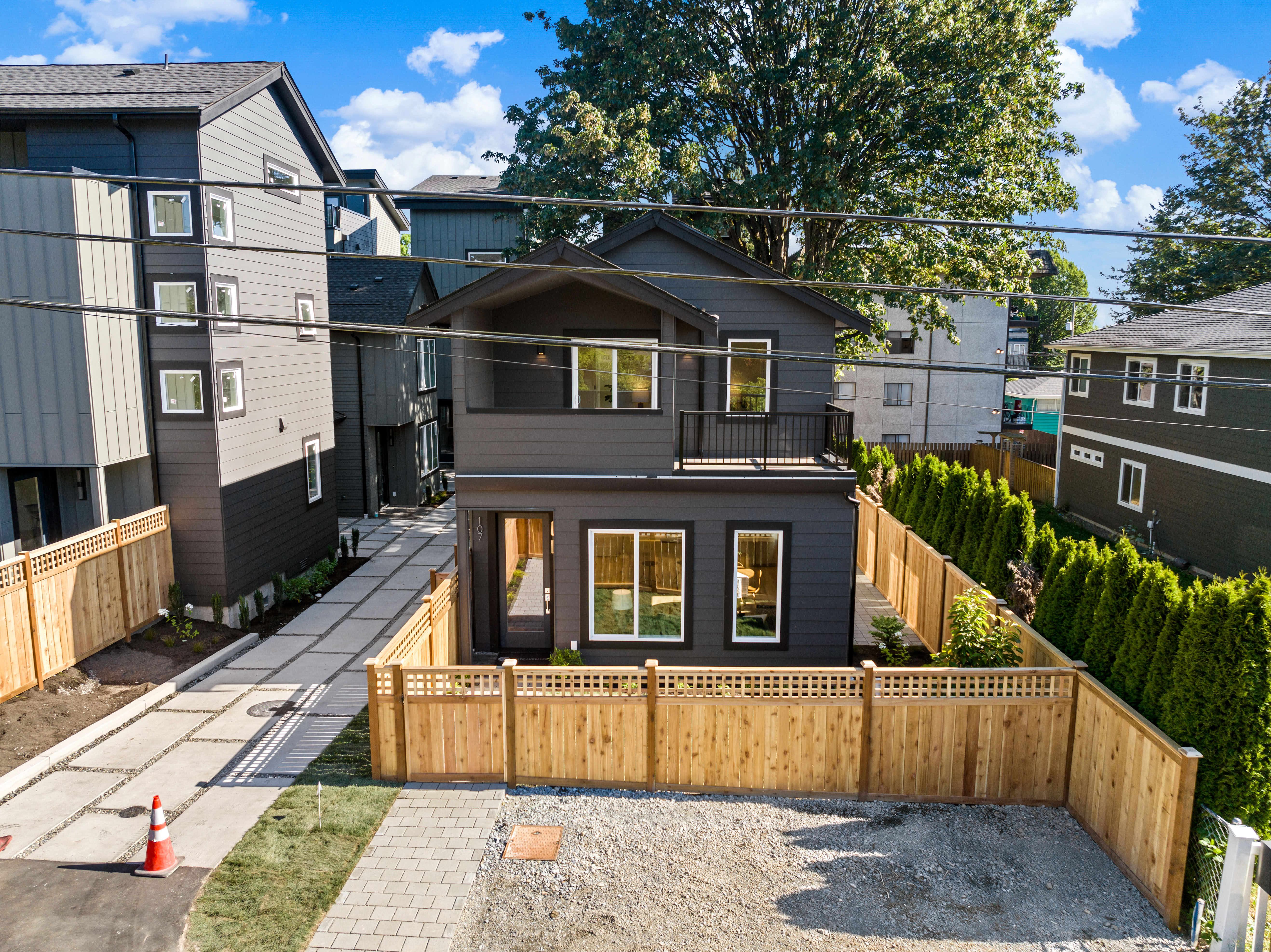 Olsen Anderson infill homes, rear elevation